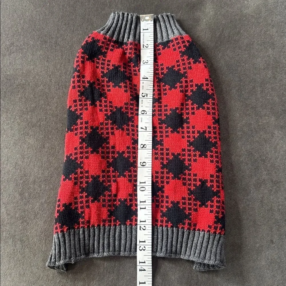Pet Dog Cat Sweater Buffalo Plaid Red and Black Size S NEW